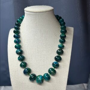 Anthology Beaded Necklace Blue & Green Knotted Between Stones